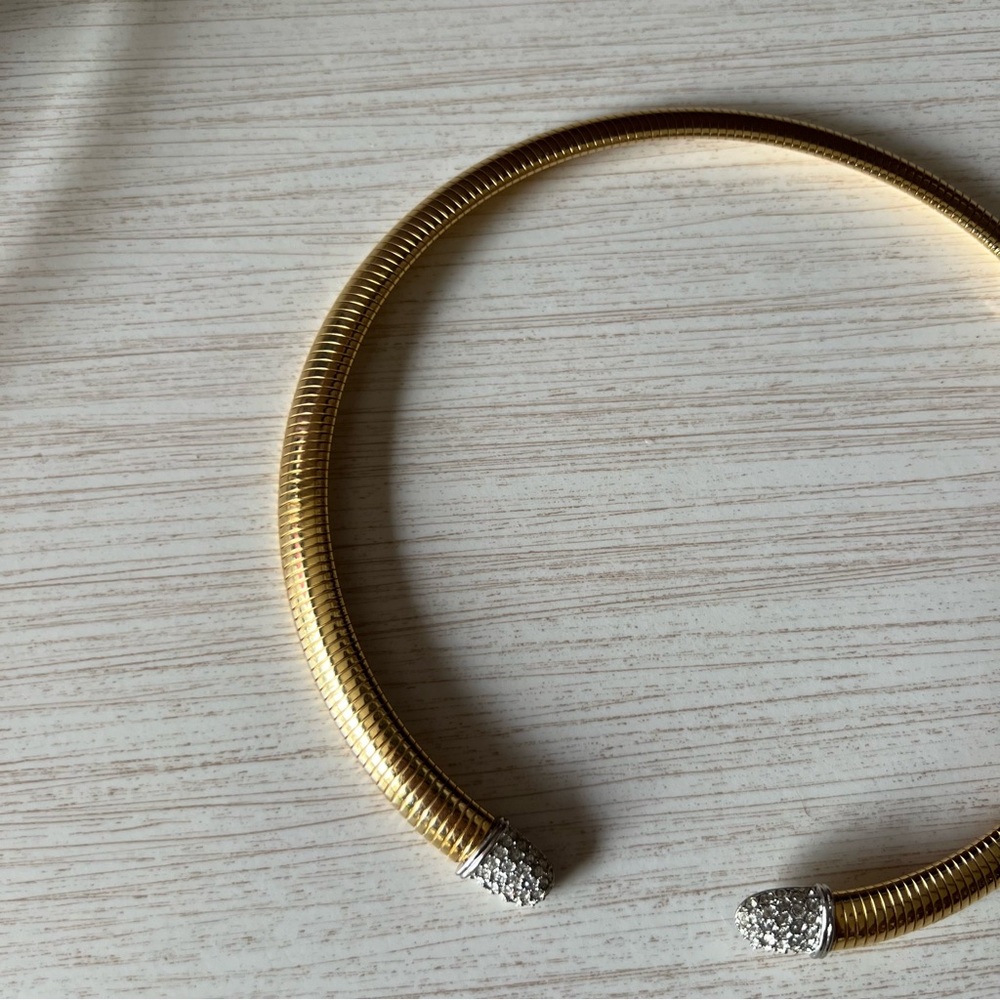 Vintage Givenchy 1980's Signed Gold Plated Crystal Choker Necklace - Picture 3 of 10